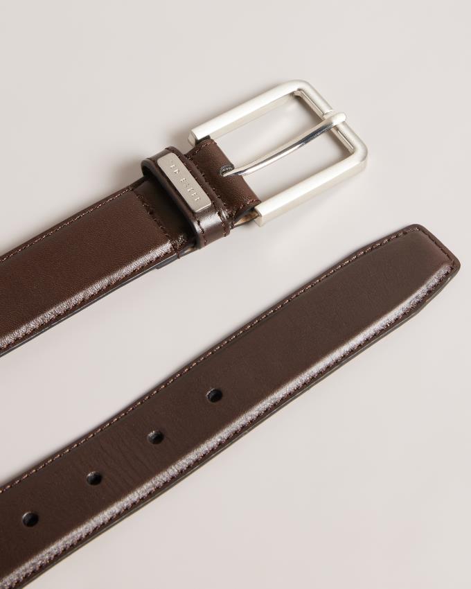 Ceinture Ted Baker Leather With Branded Keeper Marron Chocolat Homme | OKV-06922575